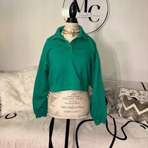 Green Cropped Alo Sweater